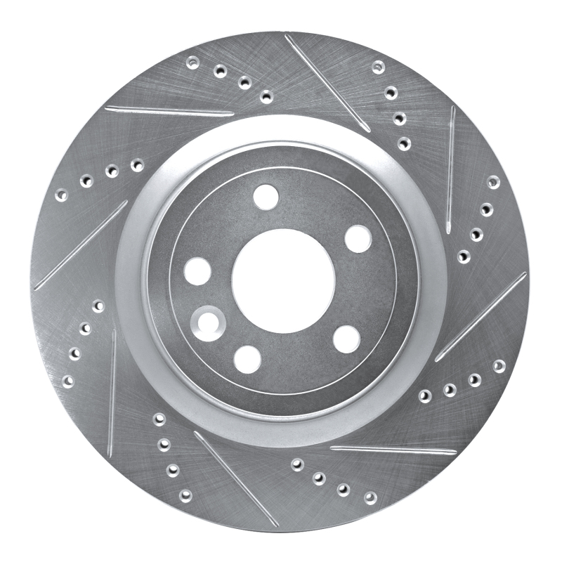 Jaguar XE Brake Rotor (1) - Rear Right - R1 Concepts - Drilled & Slotted - Silver - `17-`20
